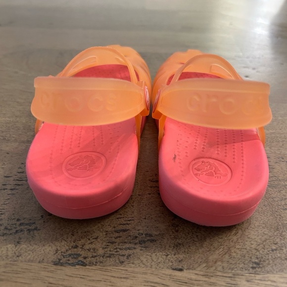 CROCS Kids Vibrant Orange/Pink Sandals size 9C - Picture 3 of 6